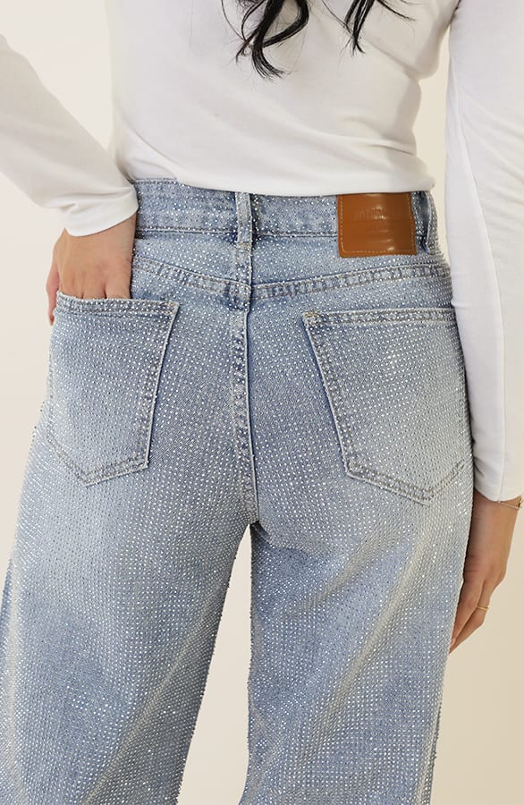 Strass Denim Jeans Wide Leg – shoparchief, foto 3