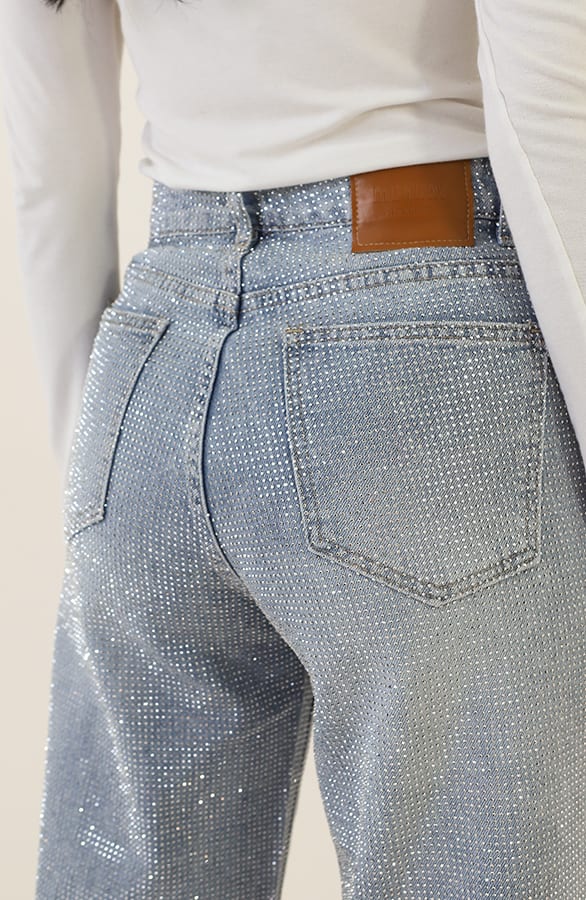 Strass Denim Jeans Wide Leg – shoparchief, foto 5