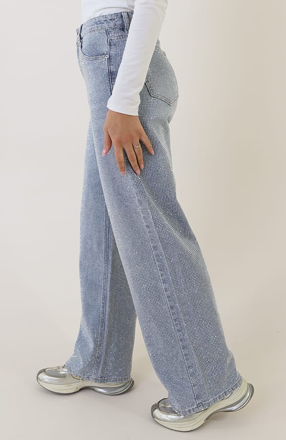 Strass Denim Jeans Wide Leg – shoparchief, foto 2