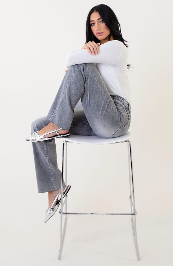 Wide Leg Jeans Grey Stretch FMH – spijkerbroeken, foto 8