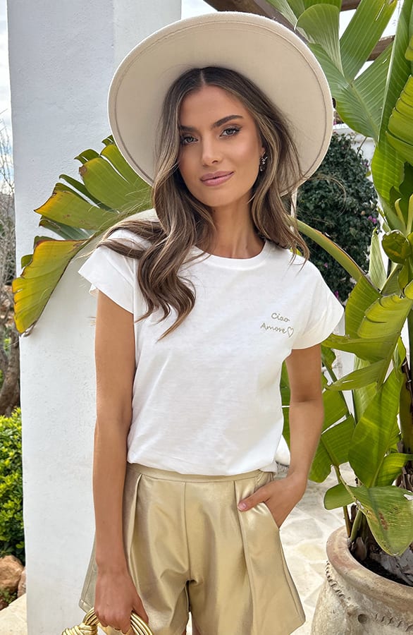 Ciao Amore T-Shirt Wit Goud – shoparchief, foto 6