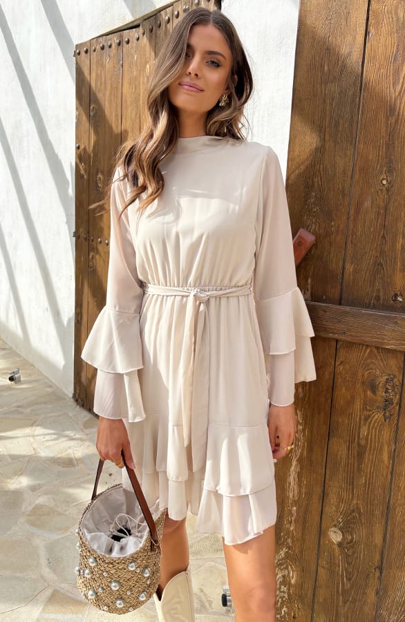 Atelier Ruffle Dress Beige – shoparchief, foto 4
