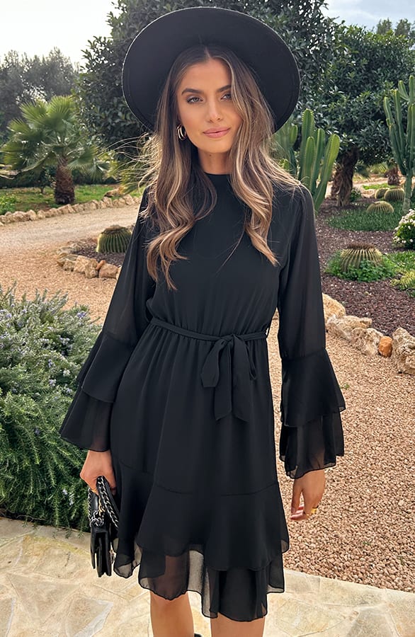 Atelier Ruffle Dress Zwart – jurken, foto 4