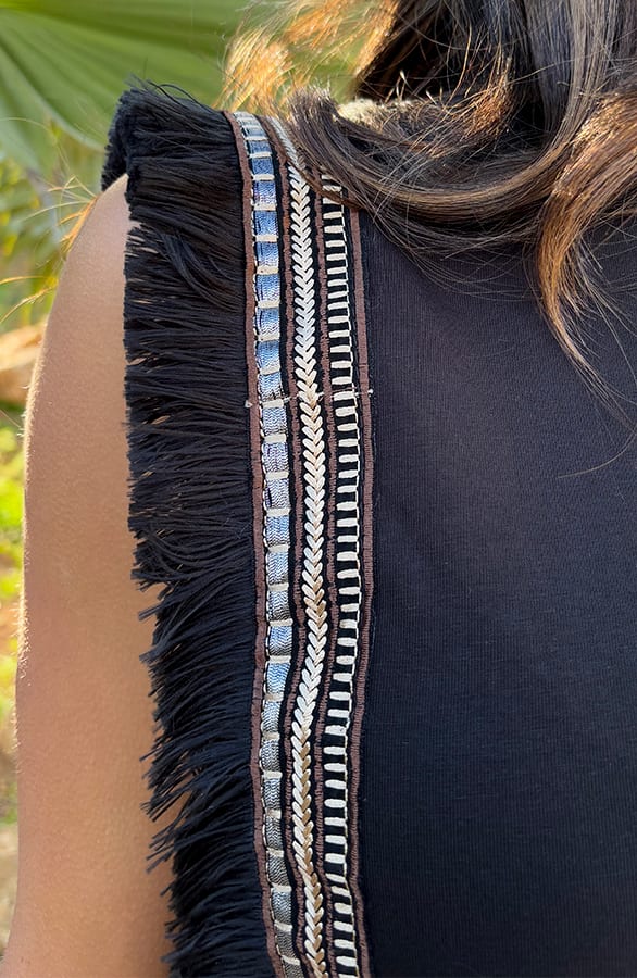 Bohemian Fringe Top Zwart – shoparchief, foto 5