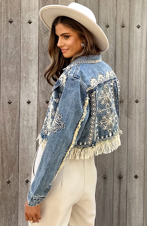 Bohemian Print Denim Jacket – jassen, foto 2