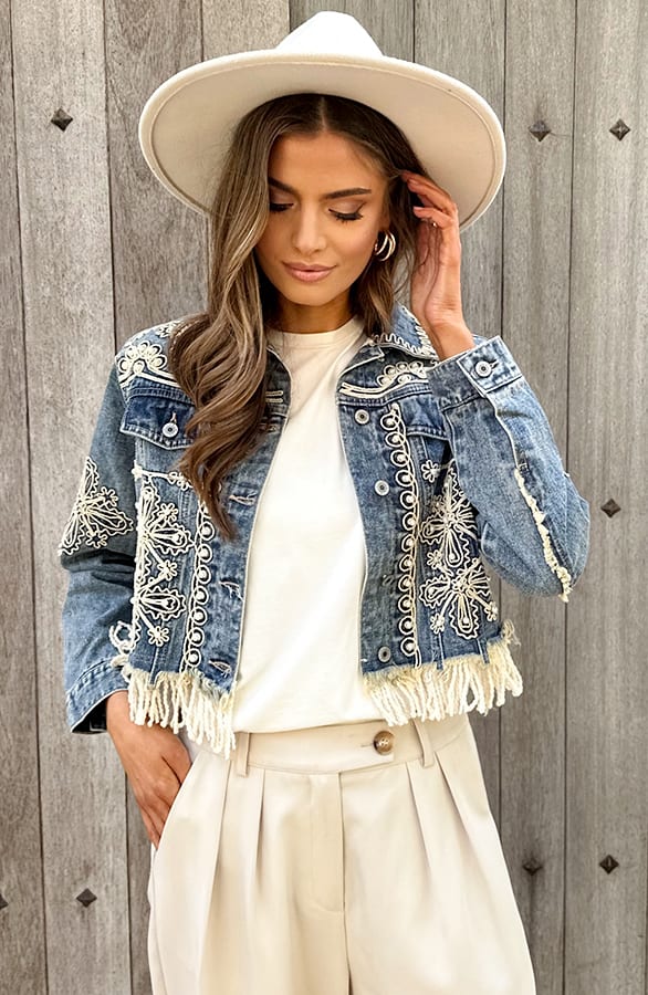 Bohemian Print Denim Jacket – jassen, foto 1