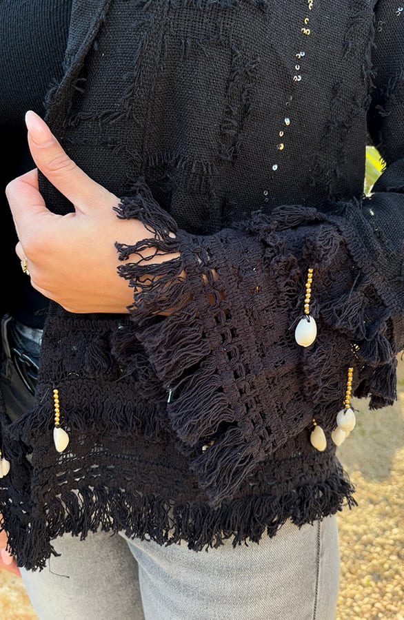 Boho Cardigan Handmade Zwart – shoparchief, foto 7
