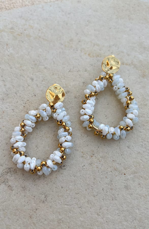 Elegant Beads Oorbellen Goud Ecru – shoparchief, foto 1
