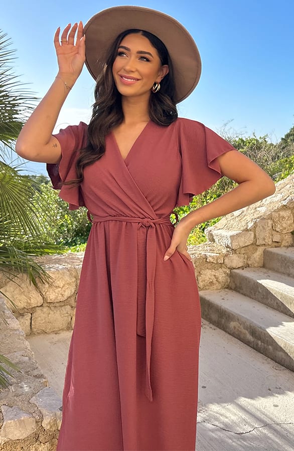 Florence Midi Jurk Dust Roze – jurken, foto 5