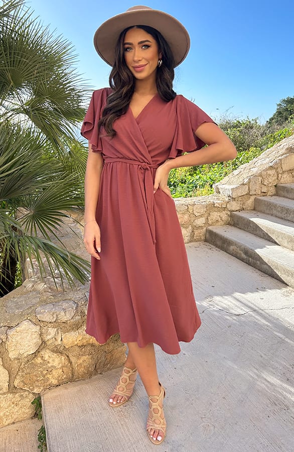 Florence Midi Jurk Dust Roze – jurken, foto 6