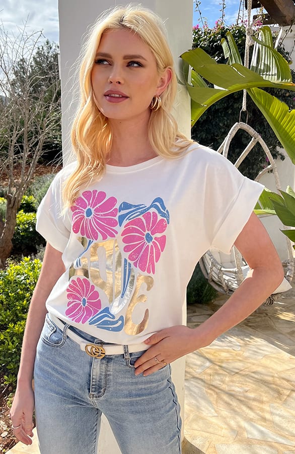 Flower Love T-Shirt Metallic – shoparchief, foto 4