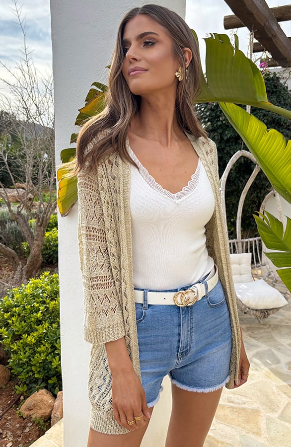 Gehaakt Vest Dames Lurex Goud – shoparchief, foto 15