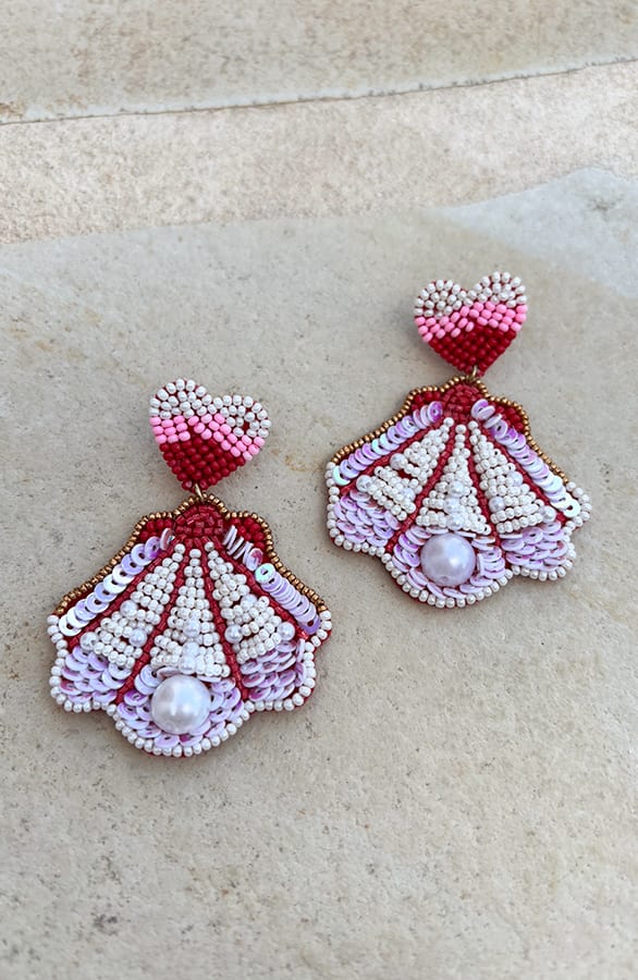 Heart Shell Beads Oorbellen Handmade – shoparchief, foto 1