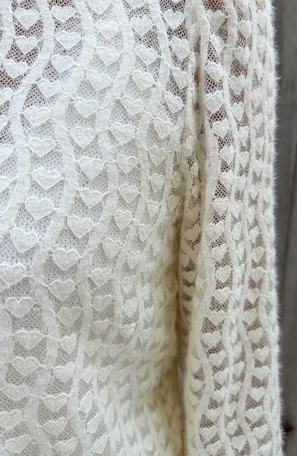 Hearts Mesh Top Long Sleeve Light Beige – tops, foto 6