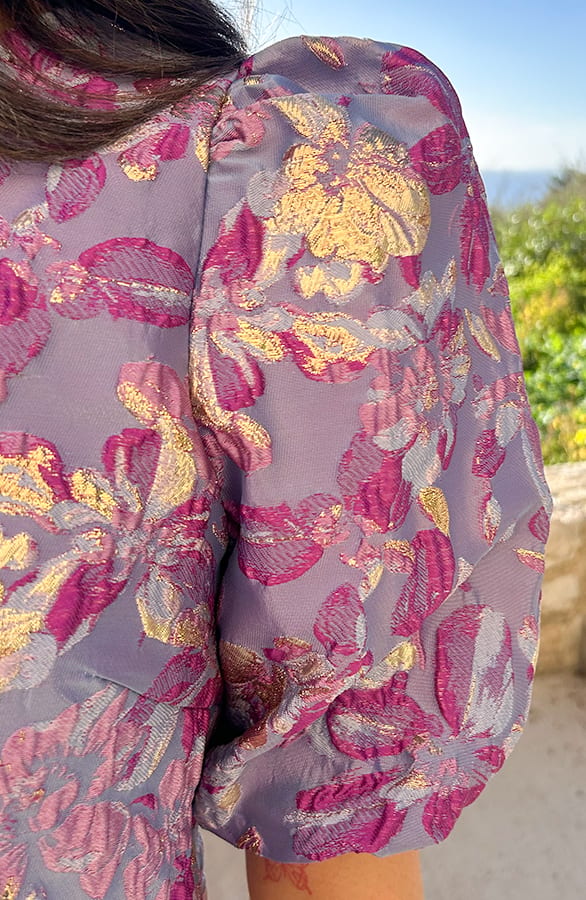 Jacquard Roses Pofmouw Top Lila – tops, foto 6