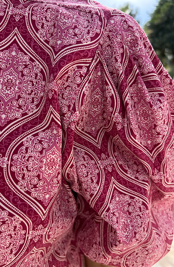 Katoenen Paisley Pofmouwen Blouse Wine – shoparchief, foto 5