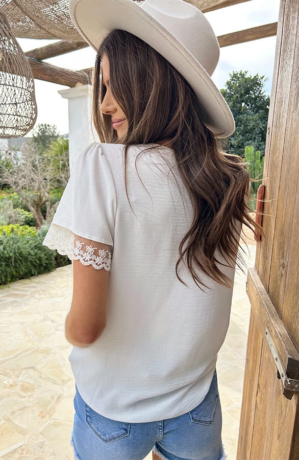 Lace Detail Top Ecru – tops, foto 3