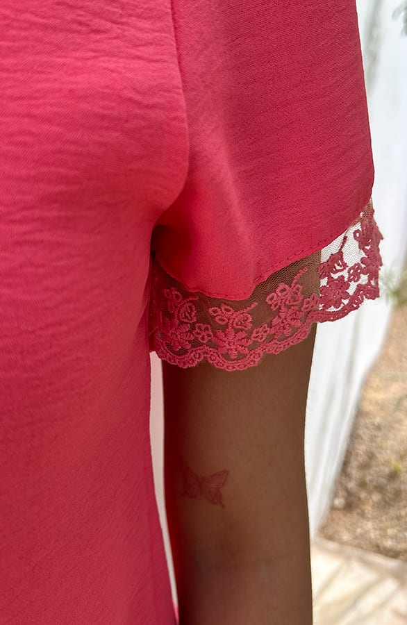 Lace Detail Top Koraal – shoparchief, foto 6