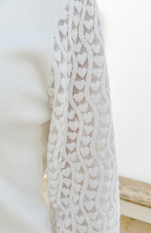 Lace Heart Sleeve Soft Trui – truien, foto 10