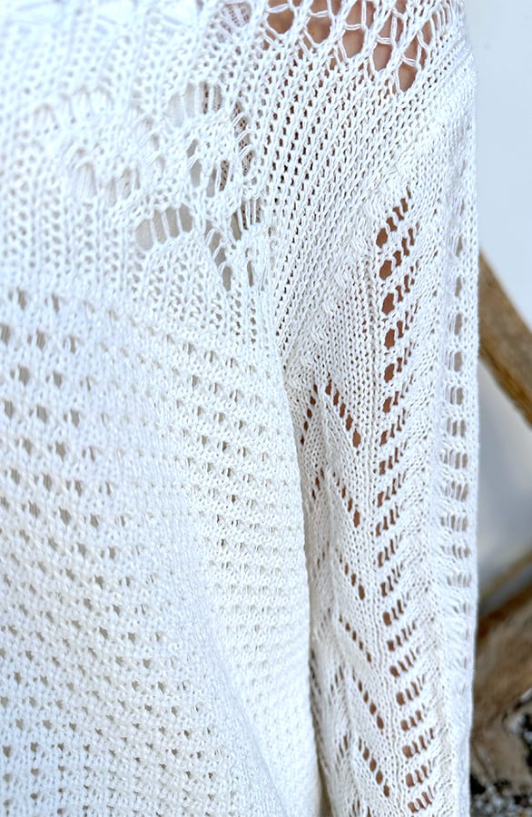 Lace Trui Strik Mouw Katoen Ecru – shoparchief, foto 7