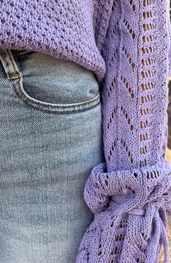 Lace Trui Strik Mouw Katoen Lila – truien, foto 6