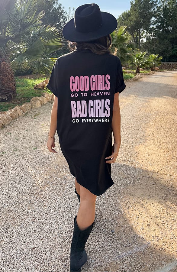 Loosefit Tee Dress Good Girls Zwart – shoparchief, foto 4