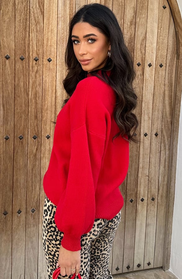Luxury Soft Trui Wijde Mouw Rood – shoparchief, foto 4