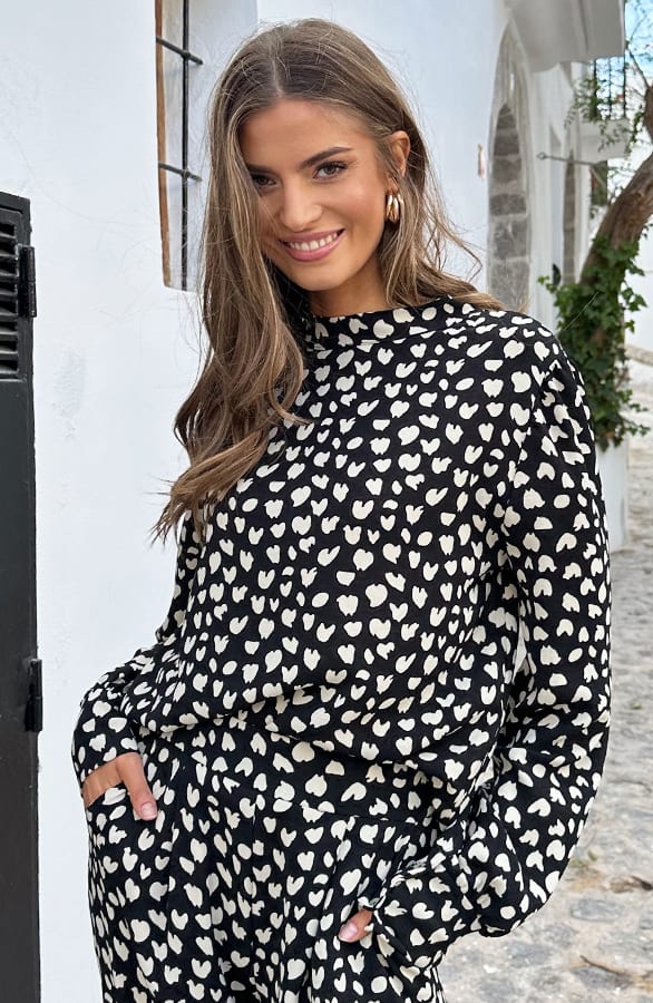 Mila Blouse Long Sleeve Cheetah Zwart – shoparchief, foto 5
