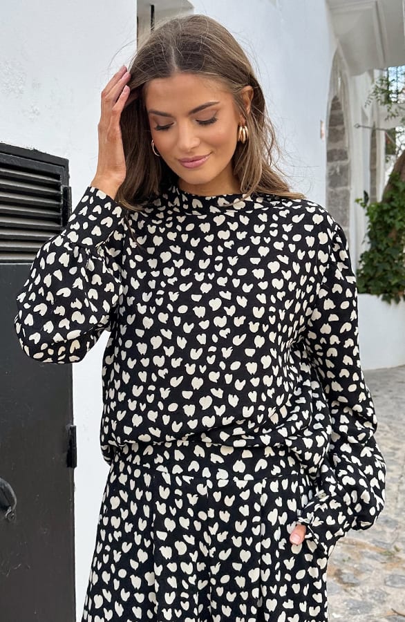 Mila Blouse Long Sleeve Cheetah Zwart – shoparchief, foto 4