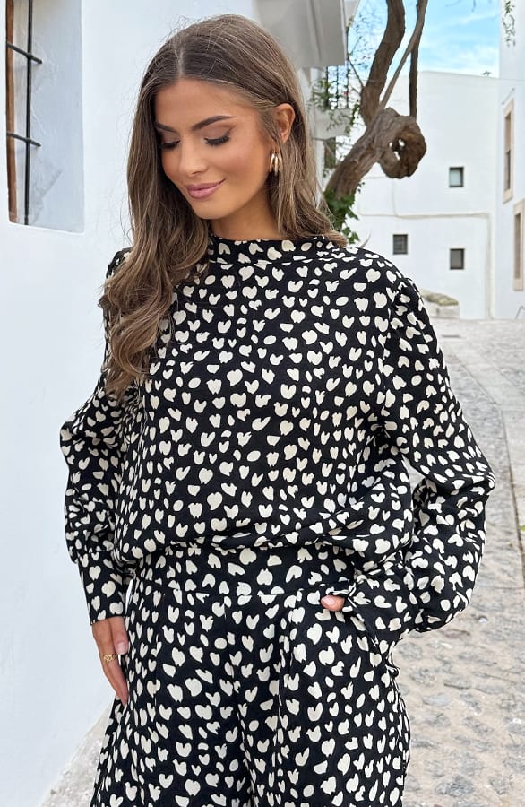 Mila Blouse Long Sleeve Cheetah Zwart – shoparchief, foto 7