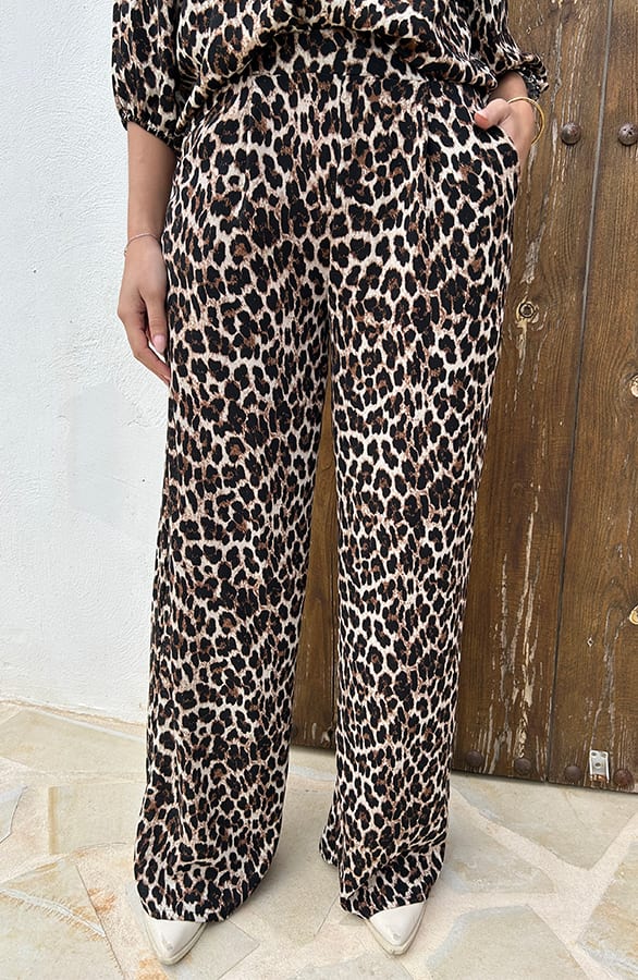 Mila Pantalon Leopard Zwart Regular – shoparchief, foto 1