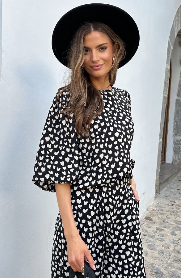 Mila Puff Sleeve Top Cheetah Zwart – shoparchief, foto 4