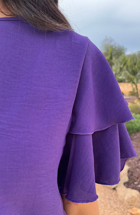 Mila Ruffle Top Dark Purple – tops, foto 7