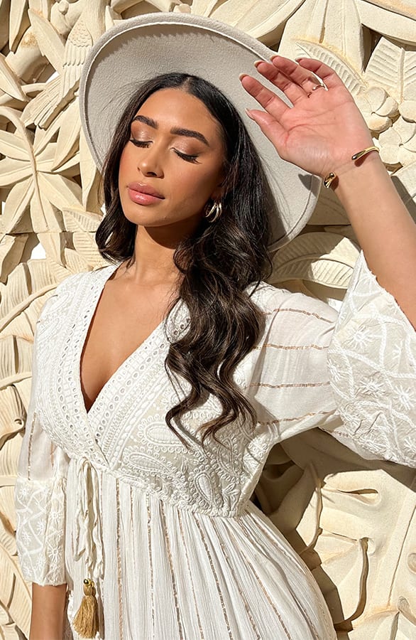 Luxury Maxi Dress Long Sleeve Ecru – shoparchief, foto 10