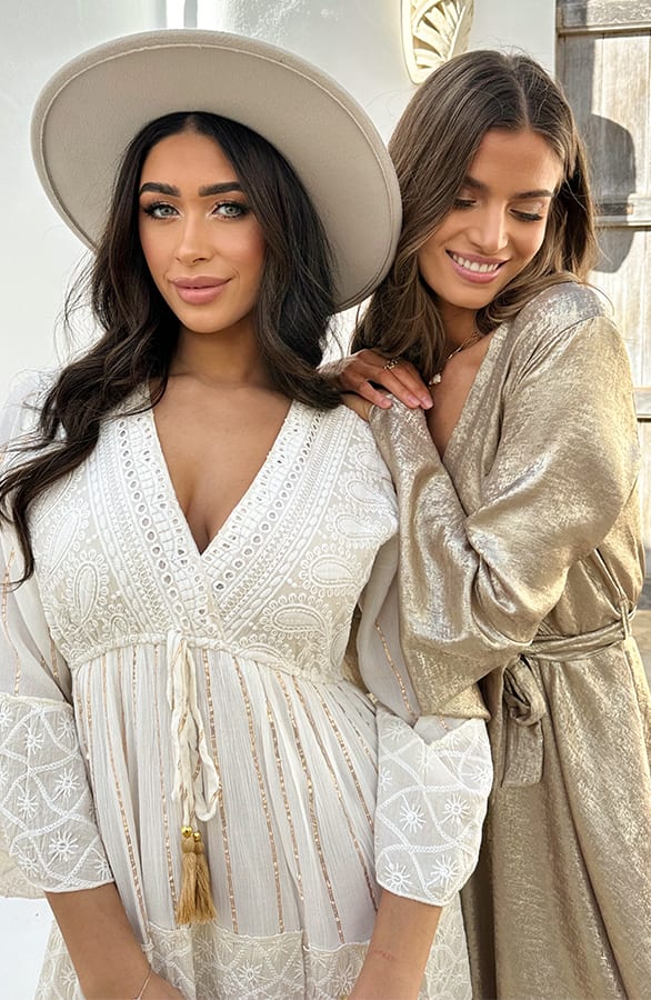 Luxury Maxi Dress Long Sleeve Ecru – shoparchief, foto 1