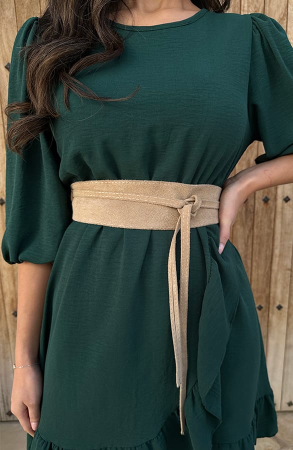 Pofmouwen Ruffle Jurk Smaragd – shoparchief, foto 9