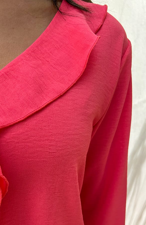 Ruches Detailed Blouse Koraal – shoparchief, foto 6