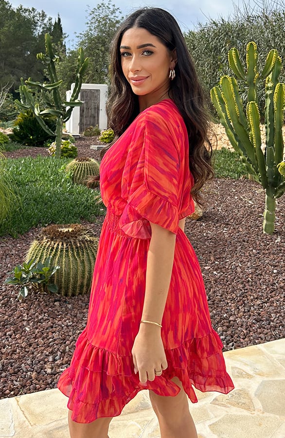 Ruffle Laagjes Jurk On Fire – shoparchief, foto 8