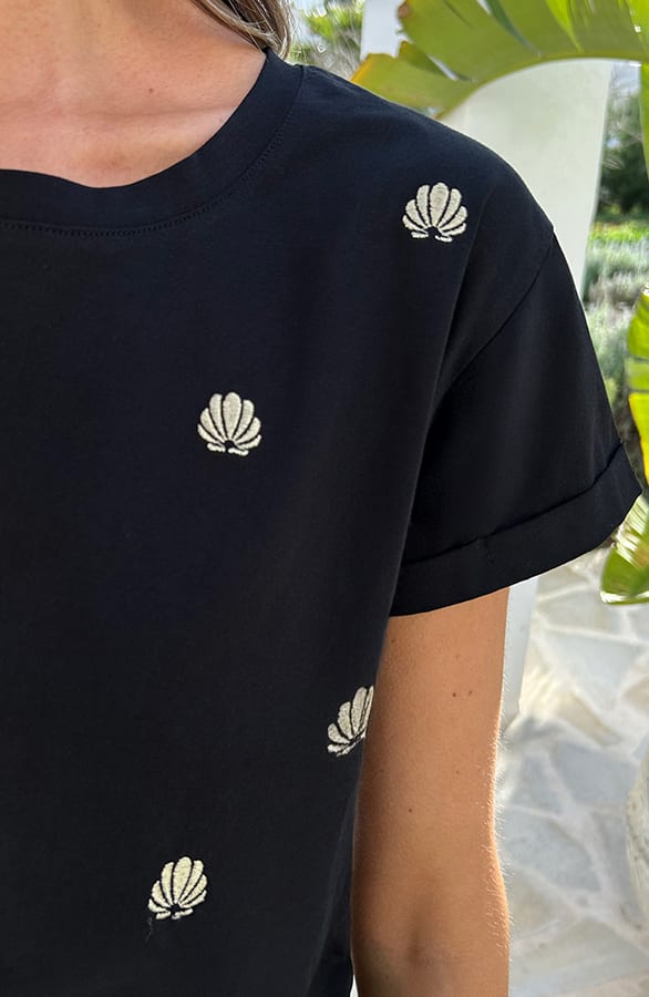 Shell Top Cotton Embroidery Zwart – tops, foto 6