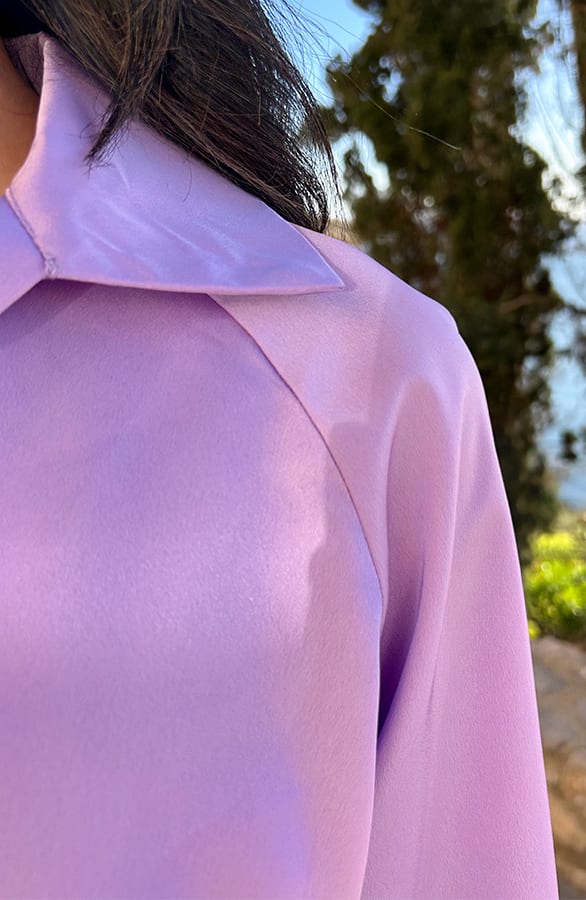 Silk V-hals Blouse Rome Lila – blouses, foto 10