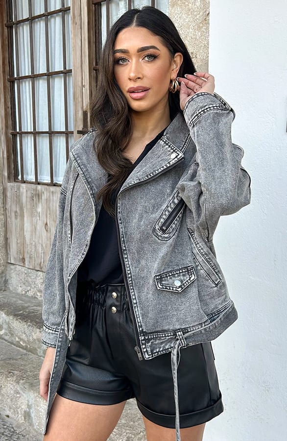 Strap Denim Jacket Grijs – shoparchief, foto 10