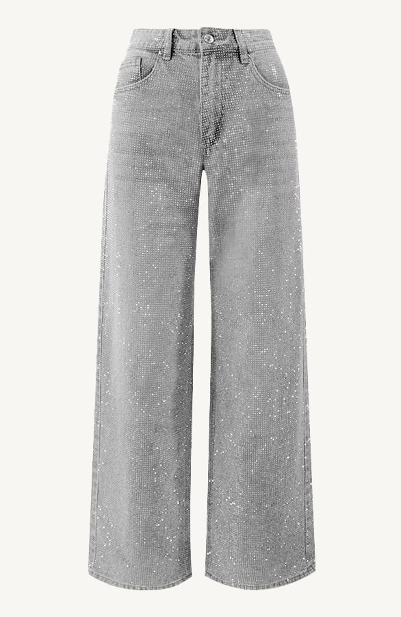 Strass Denim Jeans Wide Leg Grey – shoparchief, foto 9