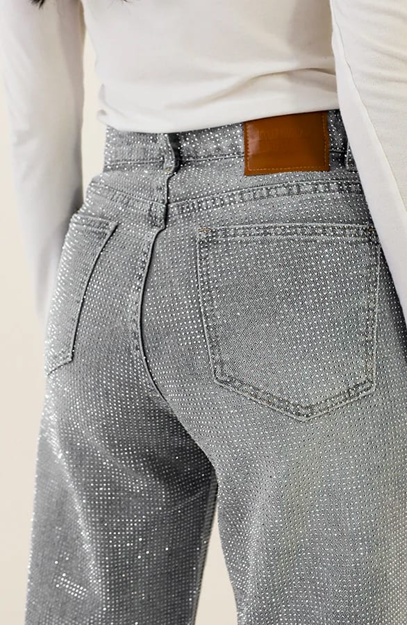 Strass Denim Jeans Wide Leg Grey – shoparchief, foto 4
