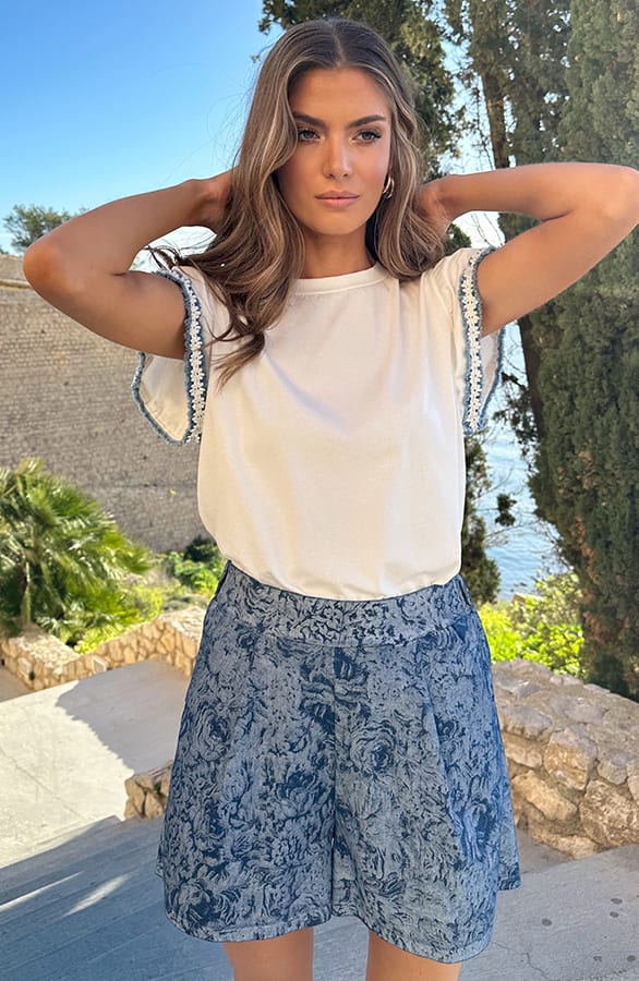 Stretch Detail Denim Top – shoparchief, foto 6