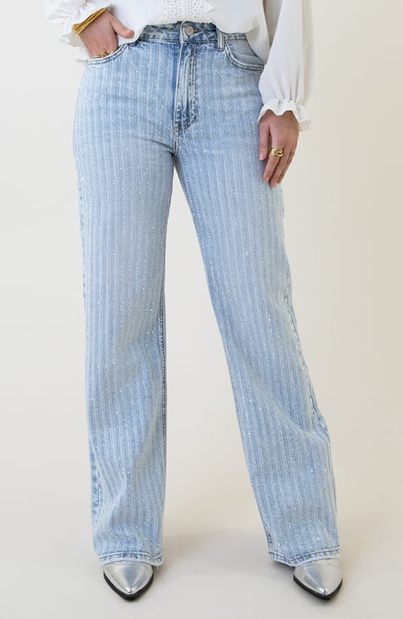 Striped Sparkle Wide Leg Jeans – shoparchief, foto 1