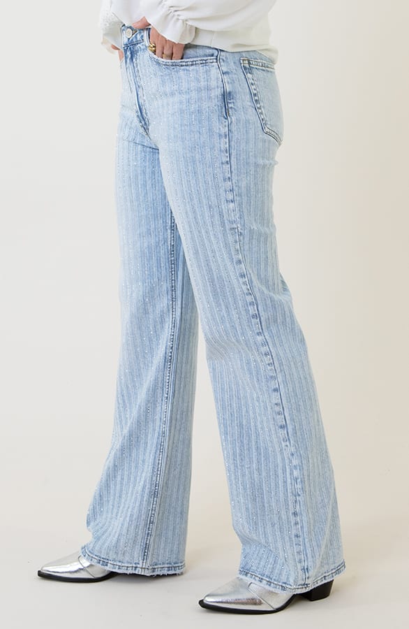 Striped Sparkle Wide Leg Jeans – shoparchief, foto 2