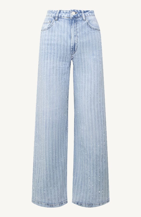 Striped Sparkle Wide Leg Jeans – shoparchief, foto 5
