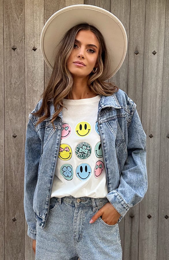 T-Shirt Smiley Print Ecru – tops, foto 7