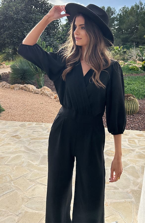 Timeless V-Hals Jumpsuit Zwart – shoparchief, foto 1