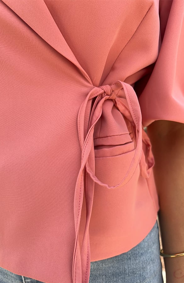 Wrap Blazer Puff Short Sleeve Koraal – shoparchief, foto 7